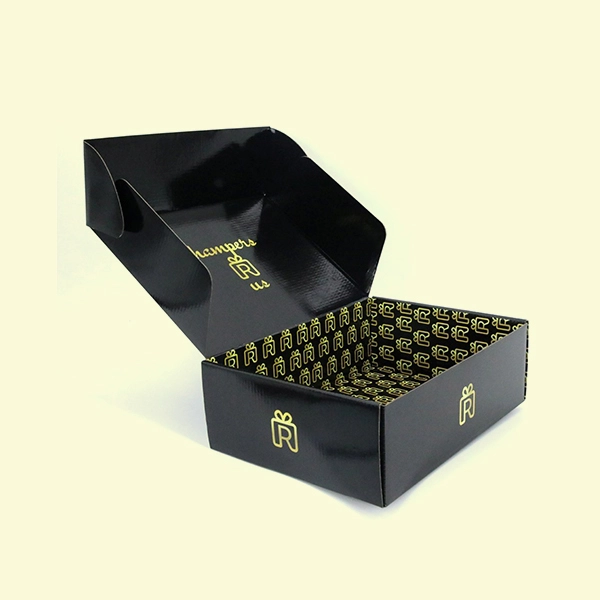 black corrugated boxes